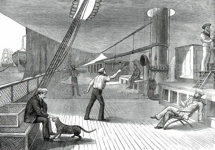 Framed Print : The Prince's Voyage Home from India: life on board the Serapis: lawn tennis...1876. Creator: Unknown Framed Print : The Prince's Voyage Home from India: life on board the Serapis: lawn tennis...1876. Creator: Unknown