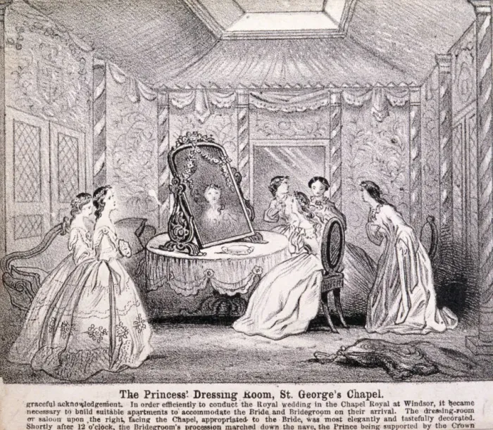 Framed Print : Princess Alexandra preparing for her wedding ceremony, 1863 Framed Print : Princess Alexandra preparing for her wedding ceremony, 1863