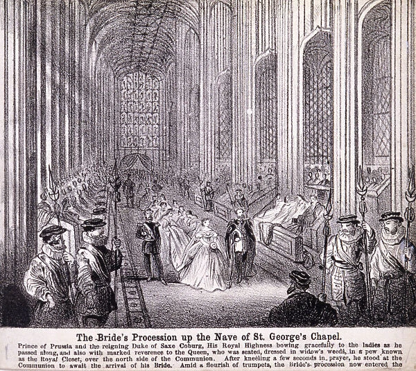 Princess Alexandra processing up the nave of St Georges Chapel, Windsor Castle, 1863