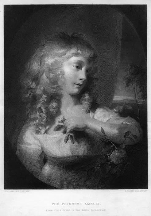 Framed Print : Princess Amelia. Artist: R Graves Framed Print : Princess Amelia. Artist: R Graves