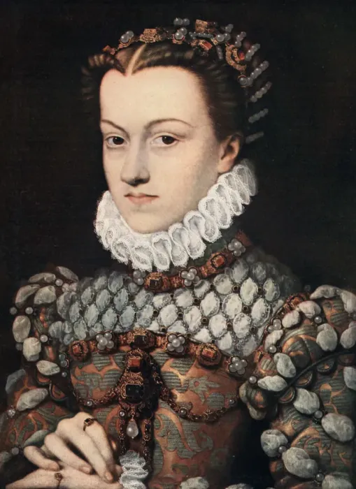 Framed Print : Princess Elizabeth of Austria, c1571 (1910). Artist: Francois Clouet Framed Print : Princess Elizabeth of Austria, c1571 (1910). Artist: Francois Clouet