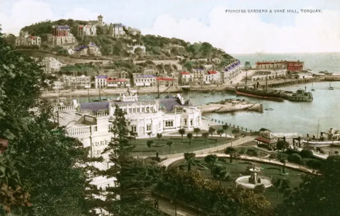 Framed Print : Princess Gardens and Vane Hill, Torquay, Devon, early 20th century. Artist: Ern Bishop Framed Print : Princess Gardens and Vane Hill, Torquay, Devon, early 20th century. Artist: Ern Bishop
