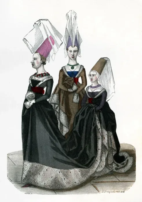 Framed Print : Princess and ladies in waiting, 1470 (1882-1884). Artist: Gautier Framed Print : Princess and ladies in waiting, 1470 (1882-1884). Artist: Gautier