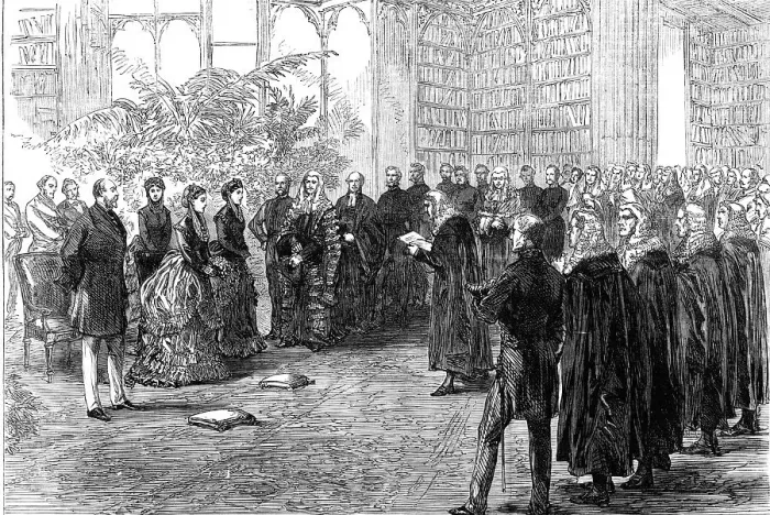 Framed Print : Princess Louisa opening the Inner Temple New Hall, 1870. Creator: Unknown Framed Print : Princess Louisa opening the Inner Temple New Hall, 1870. Creator: Unknown