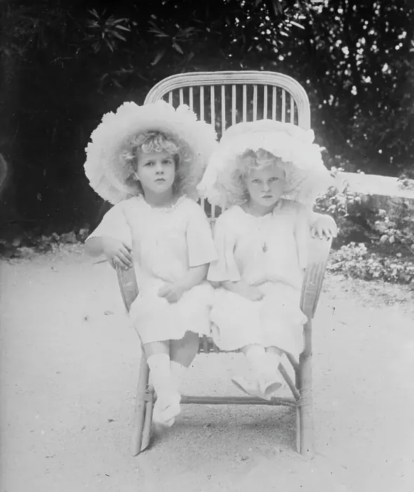 Framed Print : Princess Marguerite and Theodora of Greece, seated together in chair, 1910. Creator: Bain News Service Framed Print : Princess Marguerite and Theodora of Greece, seated together in chair, 1910. Creator: Bain News Service