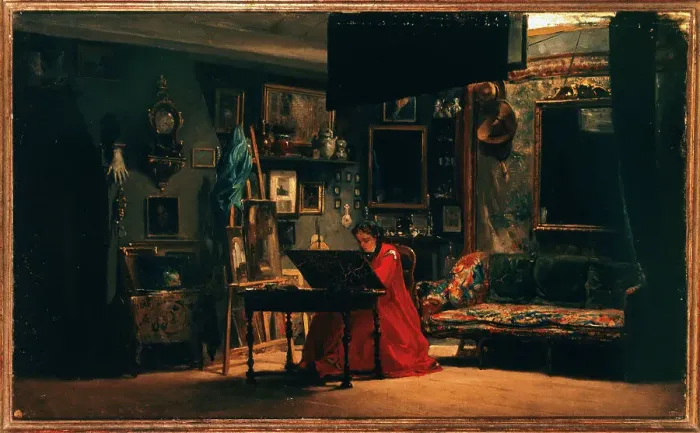 Framed Print : Princess Mathilde (1820-1904) in her studio, rue de Courcelles, c1860. Creator: Charles Giraud