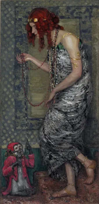 Framed Print : The Princess and the Monkey, 1913. Artist: Rozentals, Janis (1866-1916) Framed Print : The Princess and the Monkey, 1913. Artist: Rozentals, Janis (1866-1916)