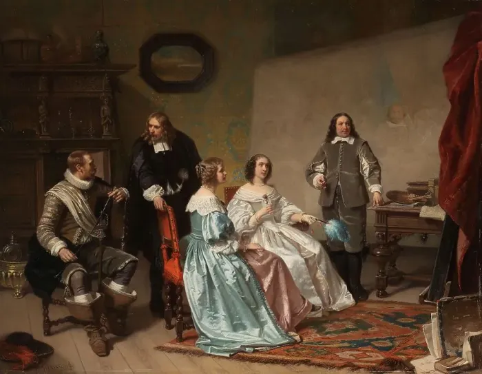 Framed Print : The Princess of Orange Visiting the Work-shop of Bartholomeus van der Helst, c.1850-c.1870. Creator: Hendrick Jacobus Scholten Framed Print : The Princess of Orange Visiting the Work-shop of Bartholomeus van der Helst, c.1850-c.1870. Creator: Hendrick Jacobus Scholten
