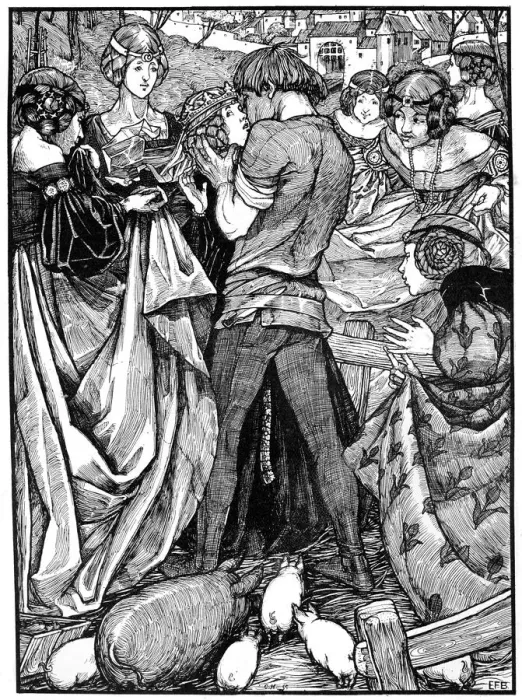 Framed Print : The Princess and the Swineherd, 1898. Artist: Eleanor Fortescue-Brickdale Framed Print : The Princess and the Swineherd, 1898. Artist: Eleanor Fortescue-Brickdale