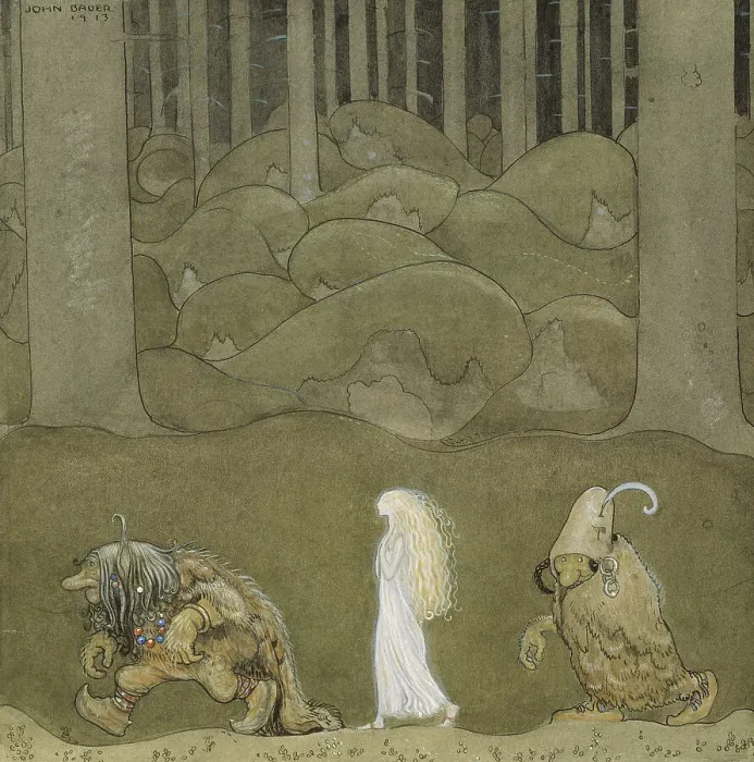 Framed Print : The Princess and the Trolls, 1913. Creator: John Bauer Framed Print : The Princess and the Trolls, 1913. Creator: John Bauer