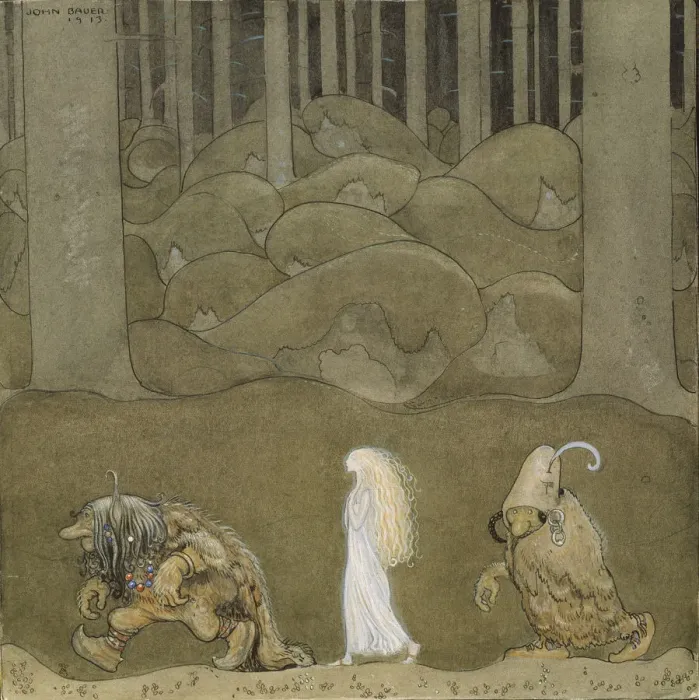 Framed Print : The Princess and the Trolls. Artist: Bauer, John (1882-1918) Framed Print : The Princess and the Trolls. Artist: Bauer, John (1882-1918)