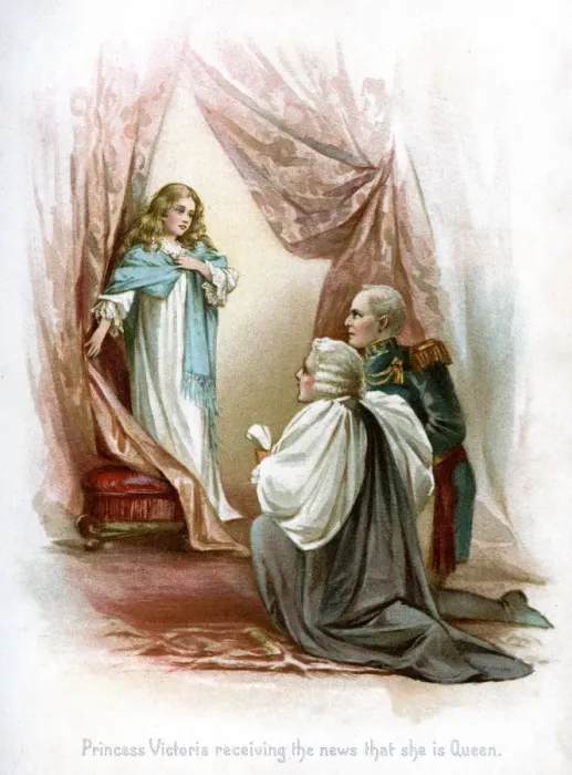 Framed Print : Princess Victoria receiving the news that she is Queen, 1897. Artist: Frances Brundage Framed Print : Princess Victoria receiving the news that she is Queen, 1897. Artist: Frances Brundage