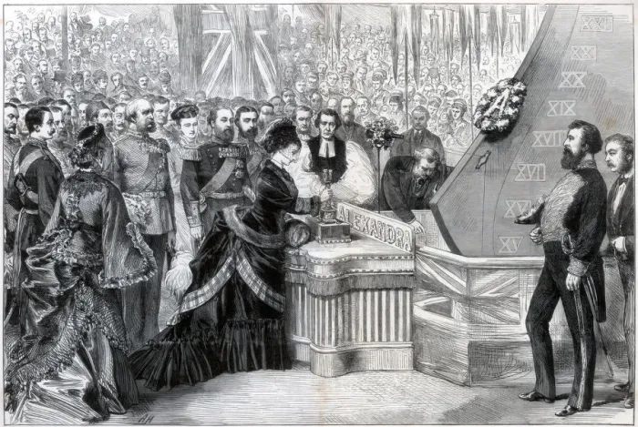Framed Print : The Princess of Wales launching the new ironclad ship Alexandra, 1875 Framed Print : The Princess of Wales launching the new ironclad ship Alexandra, 1875