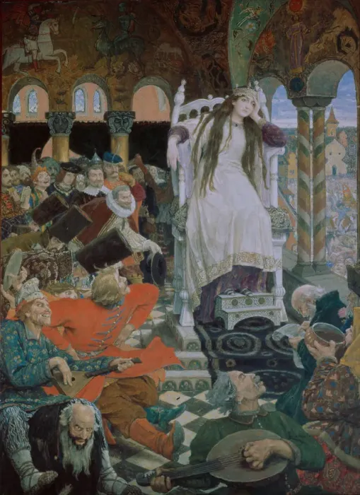 Framed Print : The Princess Who Never Smiled (Nesmeyana), 1914-1916. Artist: Vasnetsov, Viktor Mikhaylovich (1848-1926) Framed Print : The Princess Who Never Smiled (Nesmeyana), 1914-1916. Artist: Vasnetsov, Viktor Mikhaylovich (1848-1926)