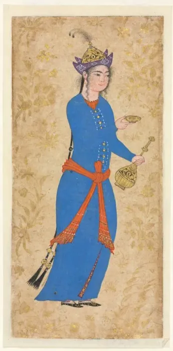 Framed Print : Princess with Wine Bottle and Cup (recto), c. 1550-1600. Creator: Unknown Framed Print : Princess with Wine Bottle and Cup (recto), c. 1550-1600. Creator: Unknown