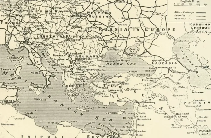 Framed Print : The Principal Railways of Europe and Asia Minor, 1916. Creator: Unknown Framed Print : The Principal Railways of Europe and Asia Minor, 1916. Creator: Unknown