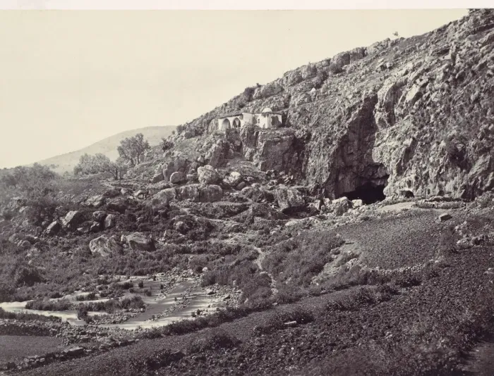 Framed Print : Principal Source of the Jordan, Flowing From a Cave Near Banias, Near the Site of Framed Print : Principal Source of the Jordan, Flowing From a Cave Near Banias, Near the Site of
