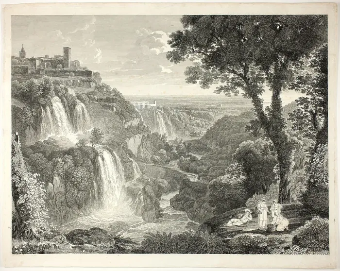 Framed Print : The Principal View of the Large and Small Cascades at Tivoli, n.d. Creator: Friedrich Wilhelm Gmelin Framed Print : The Principal View of the Large and Small Cascades at Tivoli, n.d. Creator: Friedrich Wilhelm Gmelin