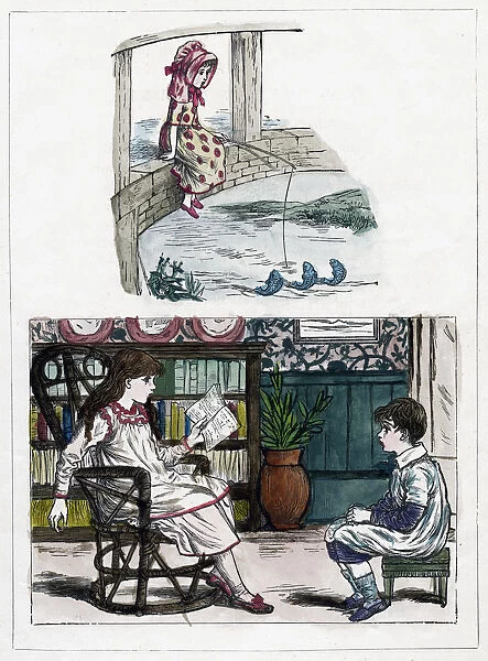 A print from The Little Folks Nature Painting Book by Kate Greenaway, c1880s