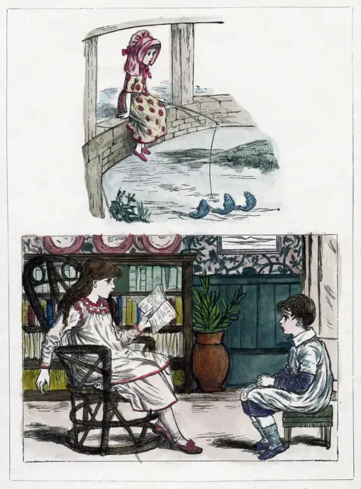 Framed Print : A print from The Little Folks Nature Painting Book by Kate Greenaway, c1880s Framed Print : A print from The Little Folks Nature Painting Book by Kate Greenaway, c1880s