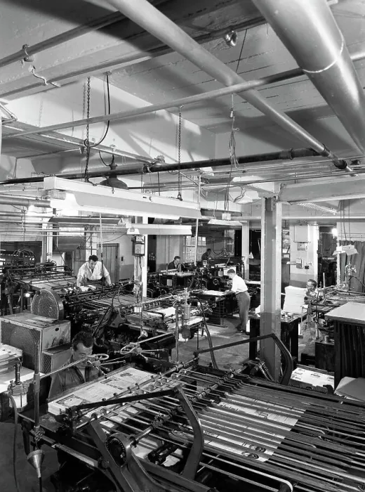 Framed Print : A print room in operation, Mexborough, South Yorkshire, 1959. Artist: Michael Walters Framed Print : A print room in operation, Mexborough, South Yorkshire, 1959. Artist: Michael Walters