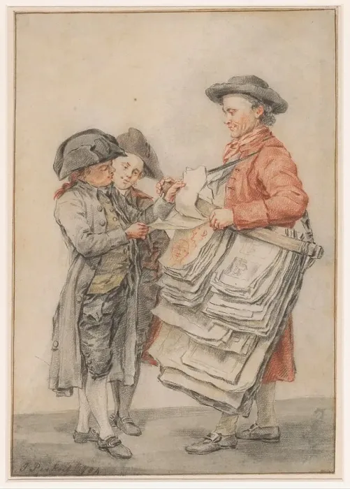 Framed Print : The print seller, 1784. Creator: Jacobus Perkois Framed Print : The print seller, 1784. Creator: Jacobus Perkois