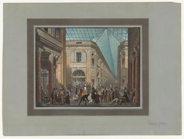Framed Print : The print shop of Luigi Valeriano Pozzi in the Galleria Vittorio Emanuele in Milan, 1788-1847. Creator: Luigi Valeriano Pozzi Framed Print : The print shop of Luigi Valeriano Pozzi in the Galleria Vittorio Emanuele in Milan, 1788-1847. Creator: Luigi Valeriano Pozzi
