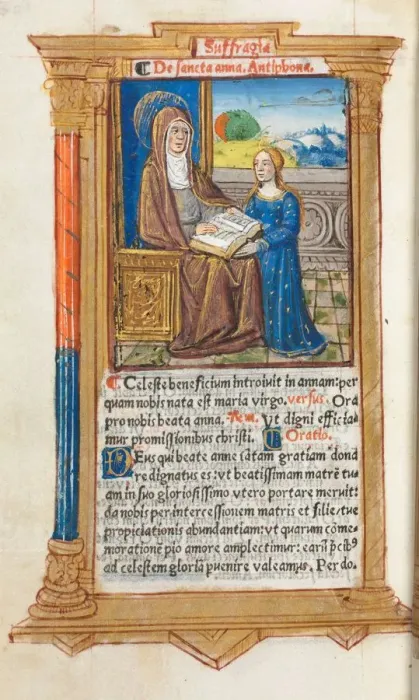 Framed Print : Printed Book of Hours (Use of Rome): fol. 108v, St. Anne and the Virgin Mary, 1510 Framed Print : Printed Book of Hours (Use of Rome): fol. 108v, St. Anne and the Virgin Mary, 1510