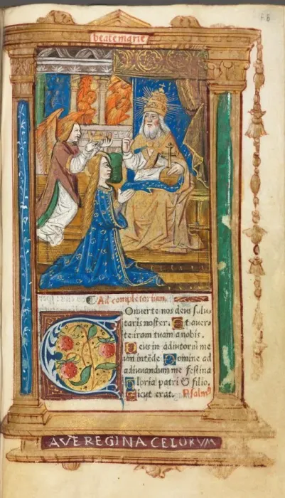 Framed Print : Printed Book of Hours (Use of Rome): fol. 45r, Coronation of the Virgin, 1510. Creator Framed Print : Printed Book of Hours (Use of Rome): fol. 45r, Coronation of the Virgin, 1510. Creator