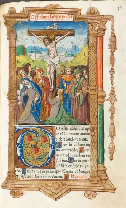 Framed Print : Printed Book of Hours (Use of Rome): fol. 55r, The Crucifixion, 1510. Creator: Guillaume Le Rouge Framed Print : Printed Book of Hours (Use of Rome): fol. 55r, The Crucifixion, 1510. Creator: Guillaume Le Rouge