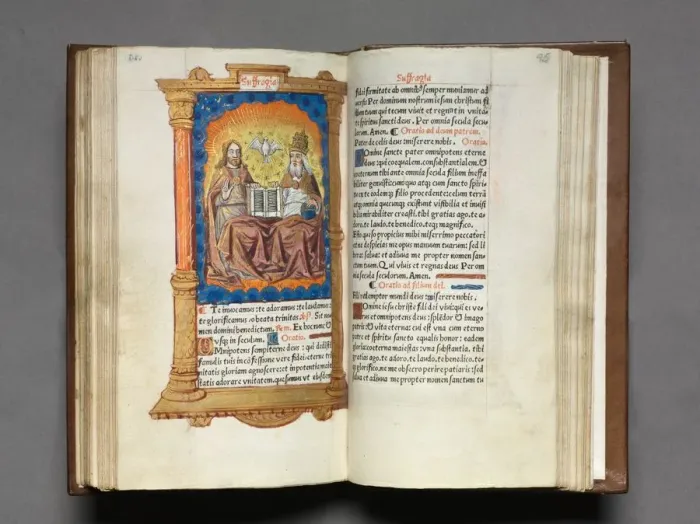 Framed Print : Printed Book of Hours (Use of Rome): fol. 95r, The Trinity, 1510. Creator: Guillaume Le Rouge Framed Print : Printed Book of Hours (Use of Rome): fol. 95r, The Trinity, 1510. Creator: Guillaume Le Rouge