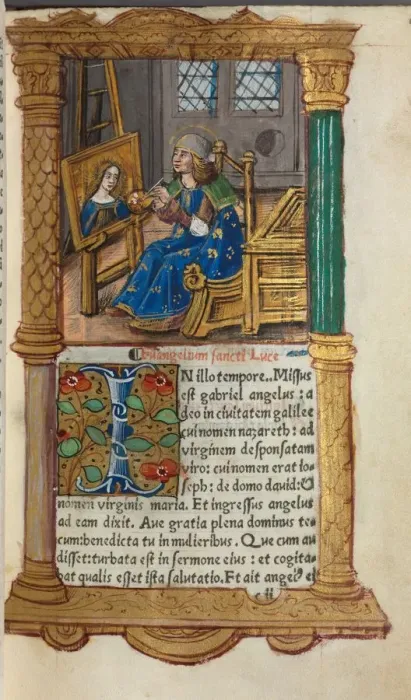 Framed Print : Printed Book of Hours (Use of Rome): fol. 18r, St. Luke, 1510. Creator: Guillaume Le Rouge (French Framed Print : Printed Book of Hours (Use of Rome): fol. 18r, St. Luke, 1510. Creator: Guillaume Le Rouge (French
