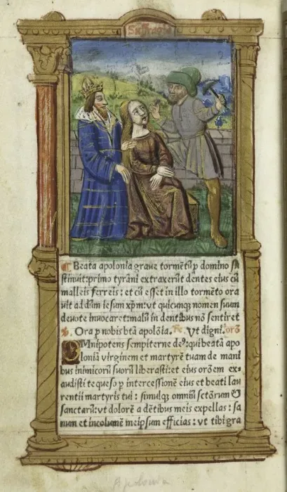 Framed Print : Printed Book of Hours (Use of Rome): fol. 111v, St. Apollonia, 1510. Creator: Guillaume Le Rouge Framed Print : Printed Book of Hours (Use of Rome): fol. 111v, St. Apollonia, 1510. Creator: Guillaume Le Rouge