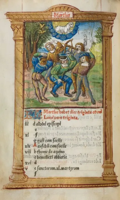 Framed Print : Printed Book of Hours (Use of Rome): fol. 4v, March calendar illustration, 1510. Creator Framed Print : Printed Book of Hours (Use of Rome): fol. 4v, March calendar illustration, 1510. Creator
