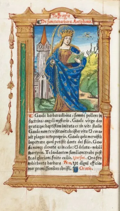 Framed Print : Printed Book of Hours (Use of Rome): fol. 110v, St. Barbara, 1510. Creator: Guillaume Le Rouge Framed Print : Printed Book of Hours (Use of Rome): fol. 110v, St. Barbara, 1510. Creator: Guillaume Le Rouge