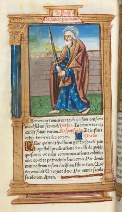 Framed Print : Printed Book of Hours (Use of Rome): fol. 99v, St. Paul, 1510. Creator: Guillaume Le Rouge (French Framed Print : Printed Book of Hours (Use of Rome): fol. 99v, St. Paul, 1510. Creator: Guillaume Le Rouge (French