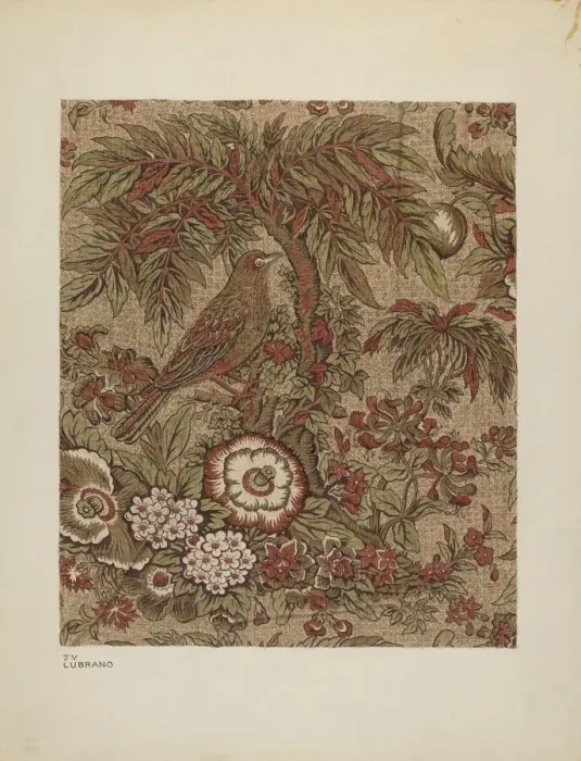 Framed Print : Printed Cotton Chintz, c. 1940. Creator: Joseph Lubrano