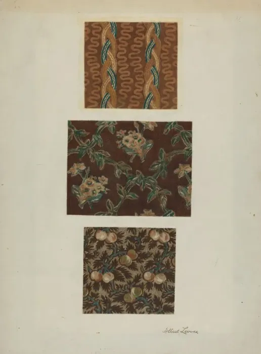 Framed Print : Printed Cottons from Quilt, c. 1939. Creator: Albert J. Levone Framed Print : Printed Cottons from Quilt, c. 1939. Creator: Albert J. Levone