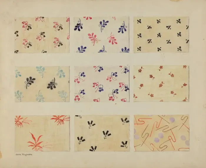 Framed Print : Printed Quilt Patches, 1935  /  1942. Creator: Edith Magnette