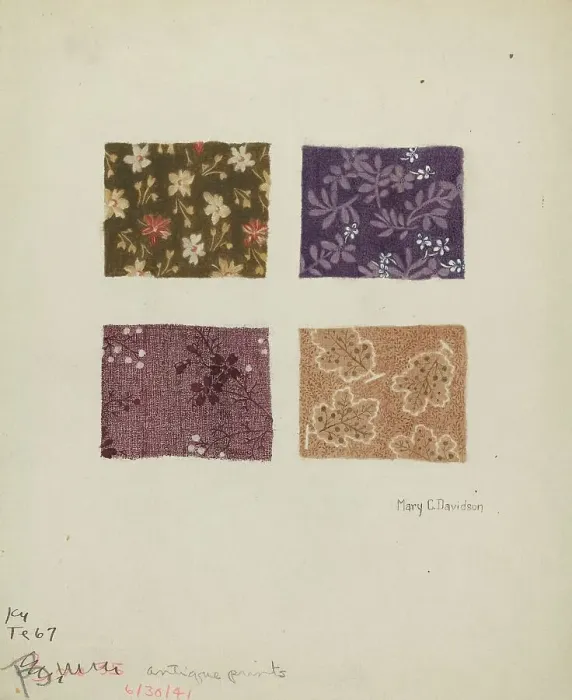 Framed Print : Printed Swatches, 1941. Creator: Mary C. Davidson Framed Print : Printed Swatches, 1941. Creator: Mary C. Davidson