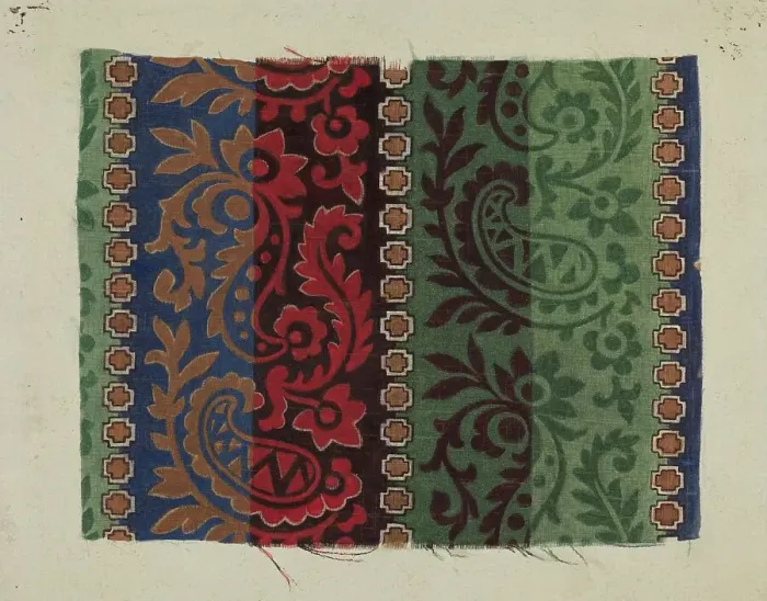 Framed Print : Printed Textile, c. 1938. Creator: Lucille Lacoursiere Framed Print : Printed Textile, c. 1938. Creator: Lucille Lacoursiere