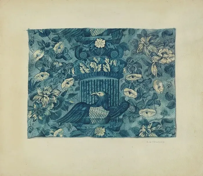 Framed Print : Printed Textile, c. 1938. Creator: Sidney Liswood Framed Print : Printed Textile, c. 1938. Creator: Sidney Liswood