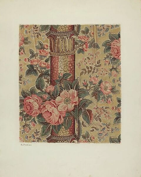 Printed Textile, c. 1941. Creator: Arlene Perkins