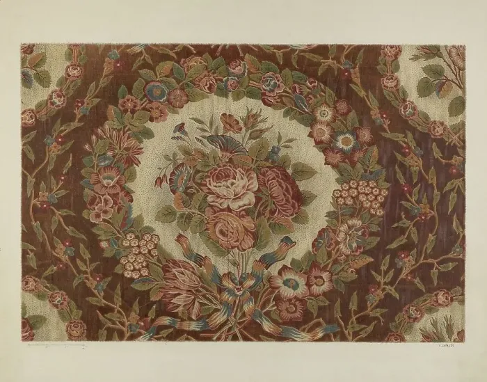 Framed Print : Printed Textile, c. 1941. Creator: Ernest Capaldo Framed Print : Printed Textile, c. 1941. Creator: Ernest Capaldo