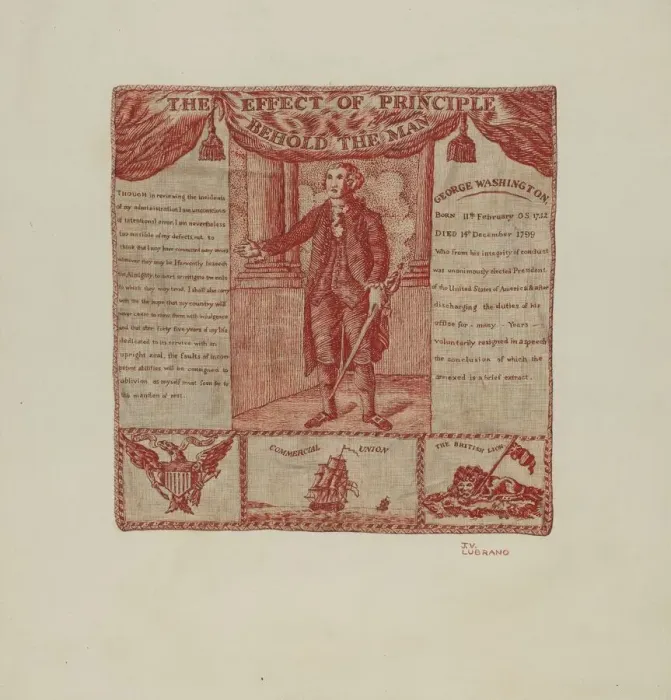 Framed Print : Printed Textile of George Washington, c. 1939. Creator: Joseph Lubrano Framed Print : Printed Textile of George Washington, c. 1939. Creator: Joseph Lubrano