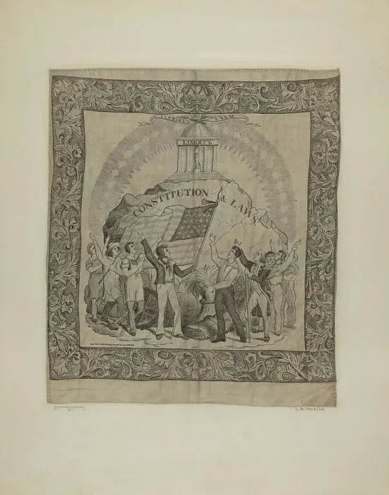 Framed Print : Printed Textile (Historical), c. 1941. Creator: Arlene Perkins Framed Print : Printed Textile (Historical), c. 1941. Creator: Arlene Perkins