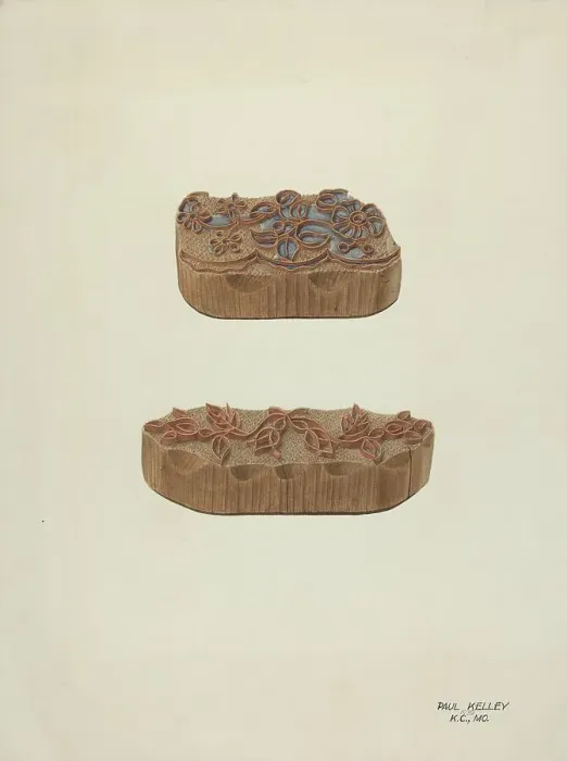 Framed Print : Printing Blocks, 1939. Creator: Paul Kelly Framed Print : Printing Blocks, 1939. Creator: Paul Kelly