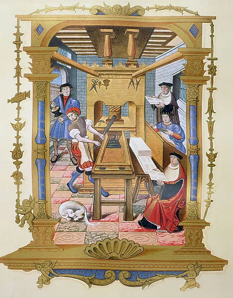 Printing in a miniature in Recueils des Chants Royaux 15th century