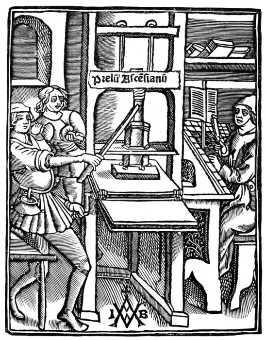 Framed Print : Printing press, 1511, (1893) Framed Print : Printing press, 1511, (1893)