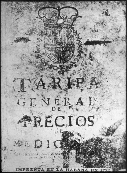 Printing press in Havana 1723, 1920s